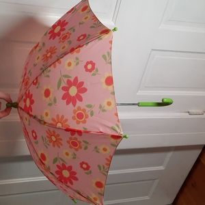 Kids Umbrella Flowers Pink Yellow Green Orange Spring Showers